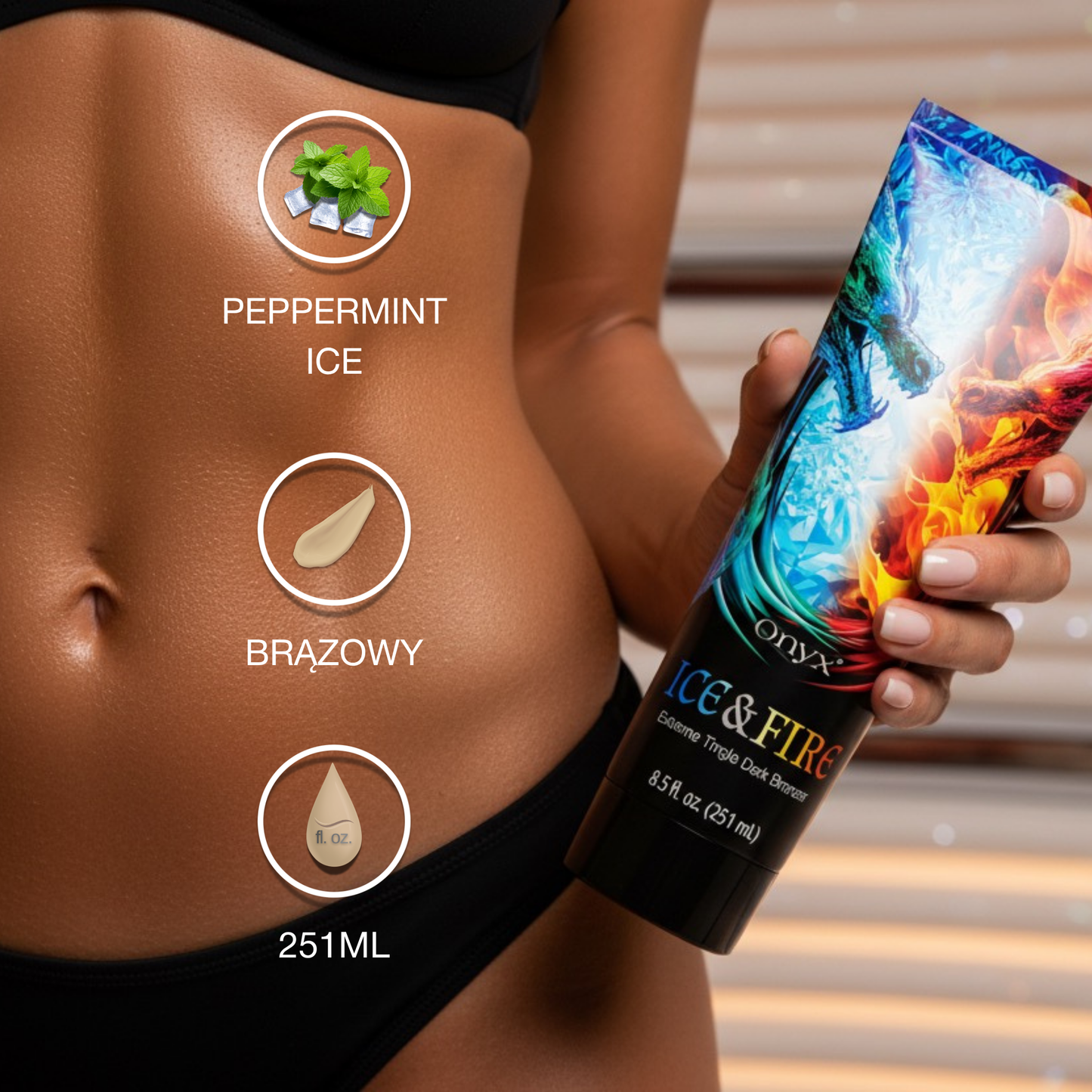 Onyx Ice & Fire Tingle bronzer z efektem chłodząco-mrowiącym do opalania