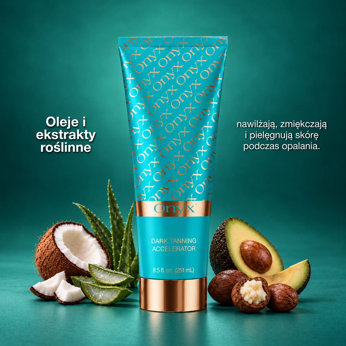Onyx Dark Tanning Accelerator z olejami i ekstraktami roślinnymi do pielęgnacji skóry podczas opalania