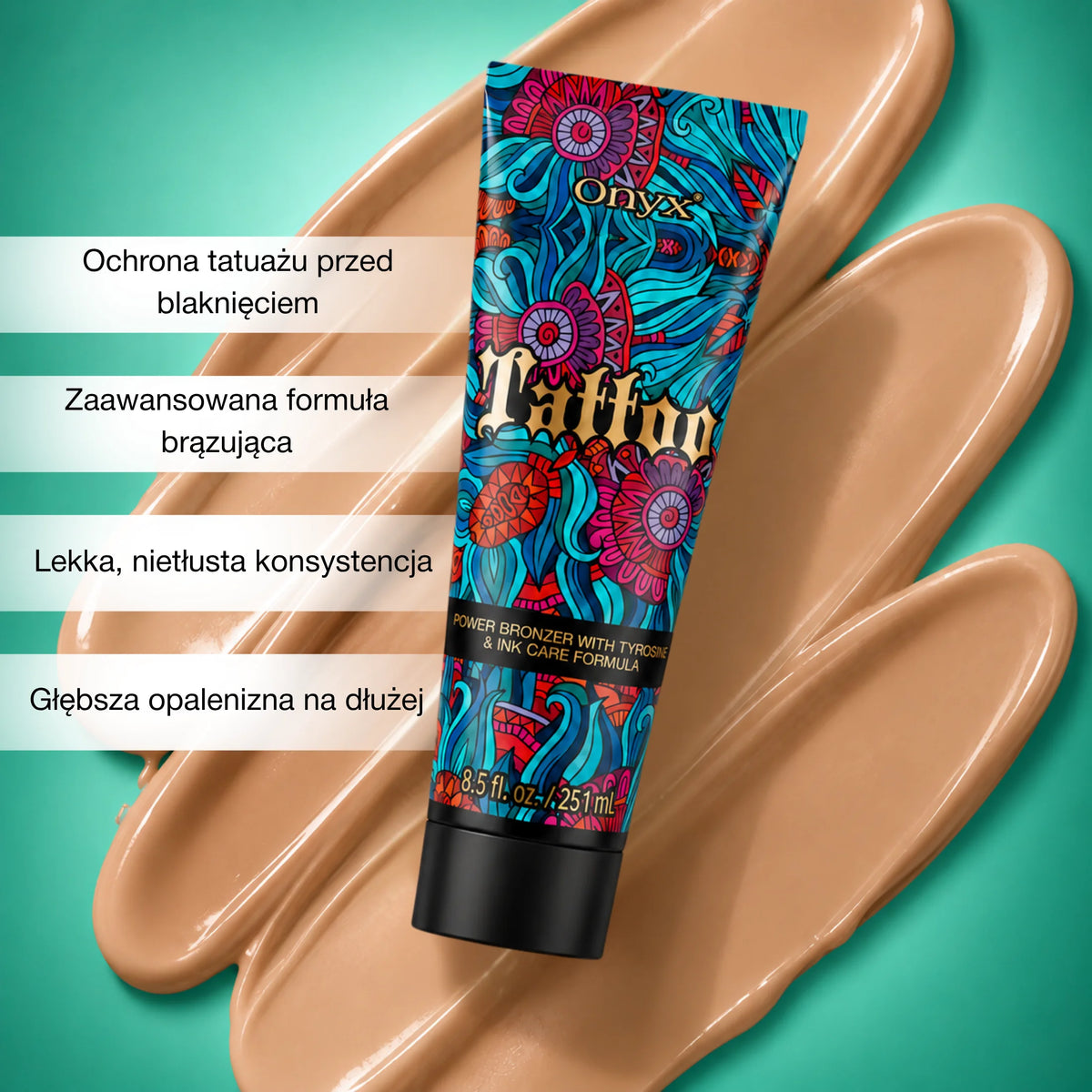 Onyx Tattoo – bronzer do opalania skóry z tatuażami o lekkiej, nietłustej konsystencji